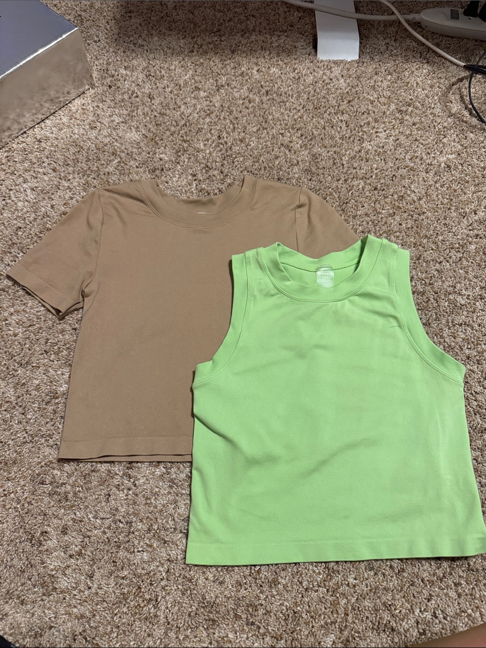 Women’s Tan Short-Sleeve Tee & Lime Green Tank Top - 2-Pack
